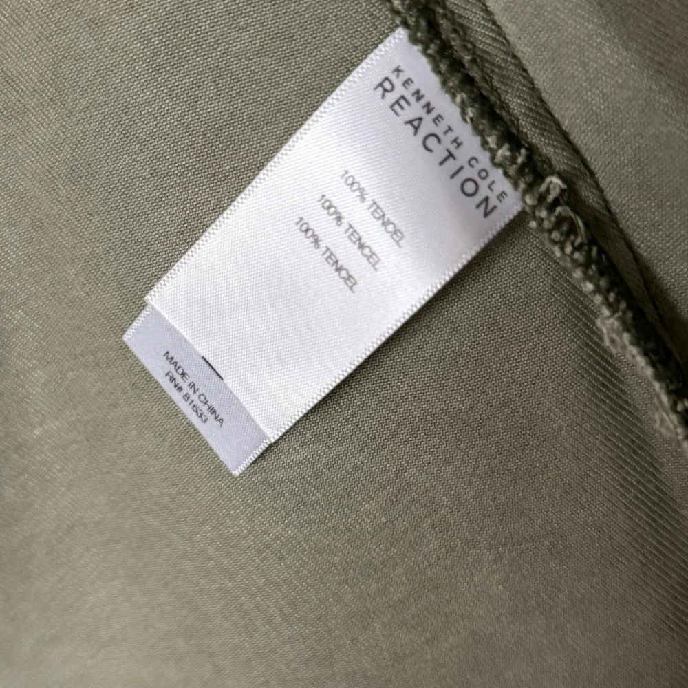 Kenneth Cole‎ Reaction Women Olive Green Tencel Draped Open Front Utility Vest S